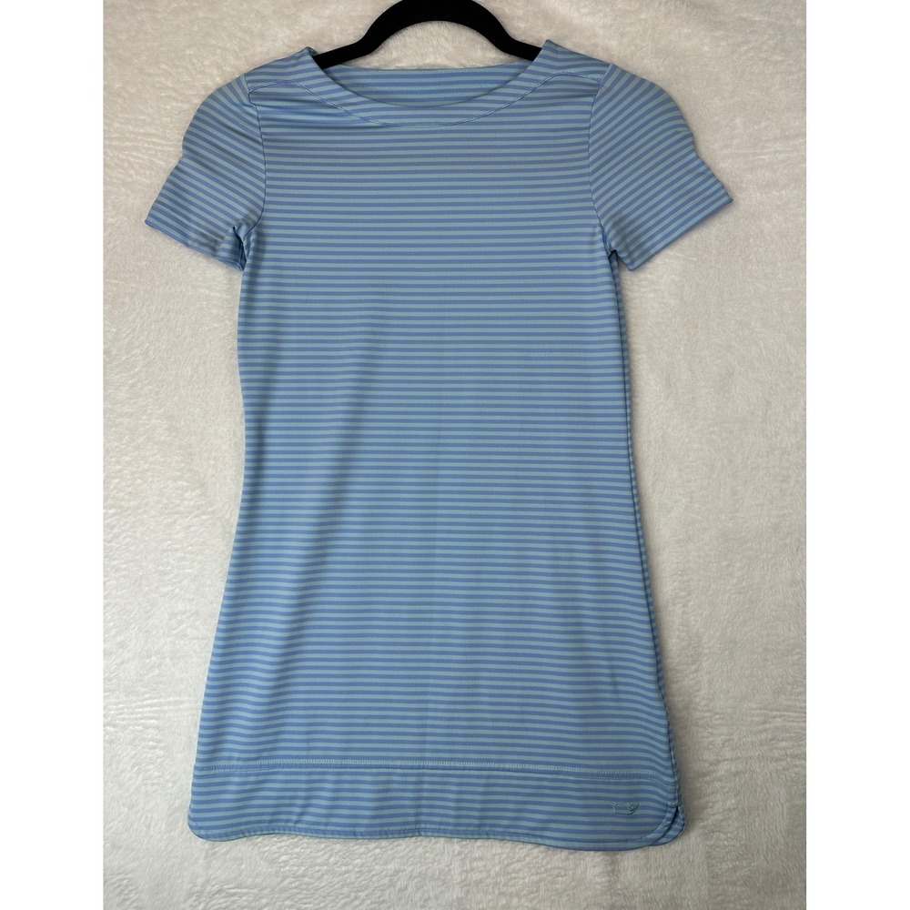 Vineyard Vines Sankaty Dress Girls Size S Blue Teal Performance Short Sleeve